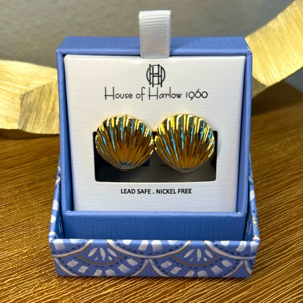 nib HOUSE OF HARLOW Scallop Shell Earrings - Picture 3 of 8